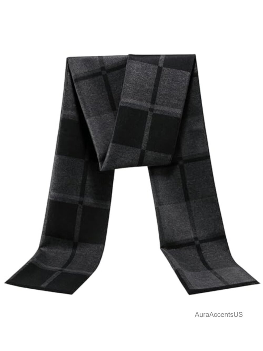 Men's Long Plaid Tassel Winter Scarf